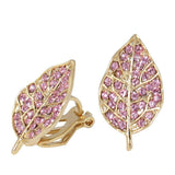 Studs - Studded Leaf Colored Swarovski Crystal Stud