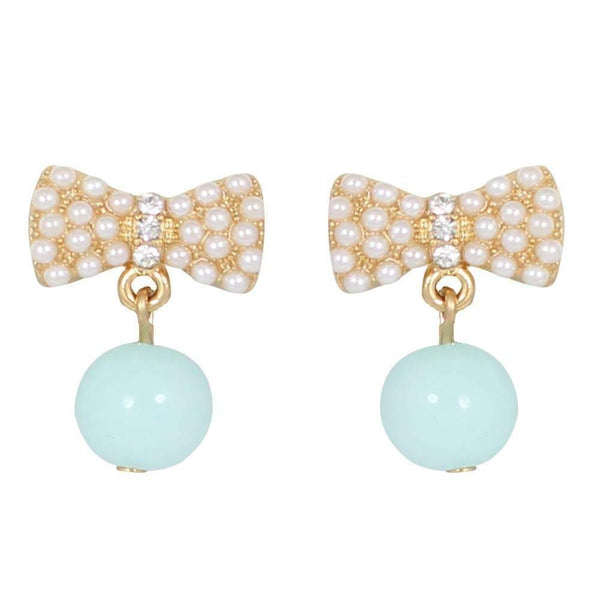 Drops - Colored Mini Pearls Gold Bow Drop