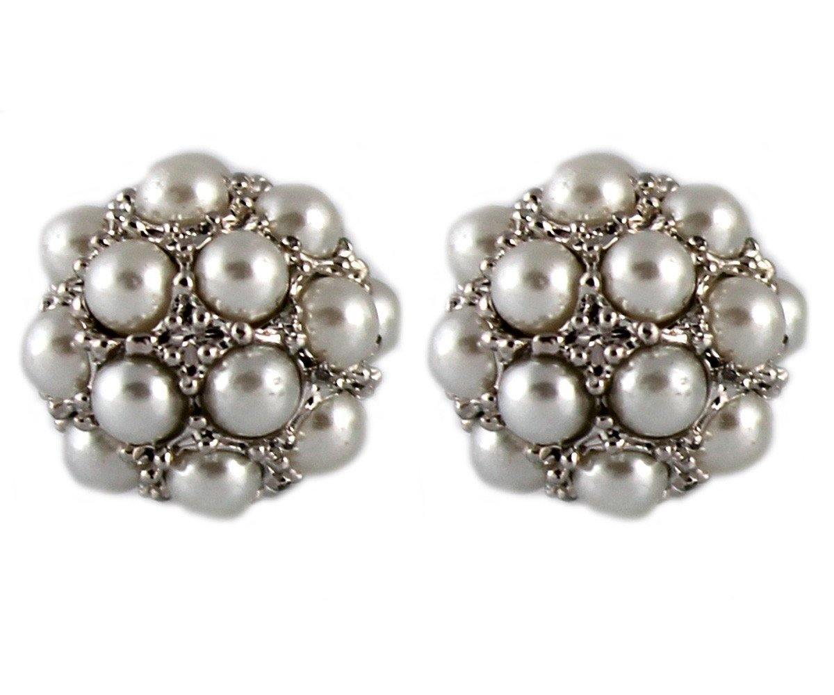 Clip On Mini Cluster Freshwater Pearl Stud Earrings