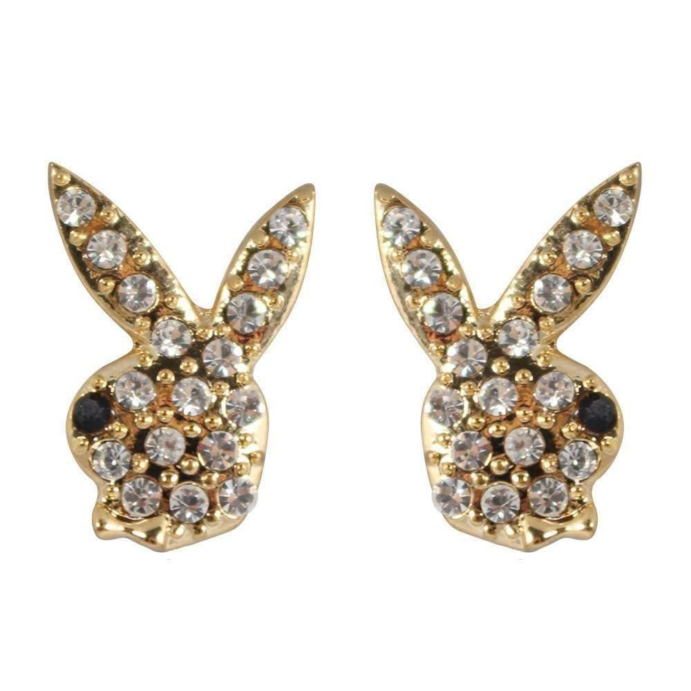 Clip On Crystal Bunny Stud Earrings