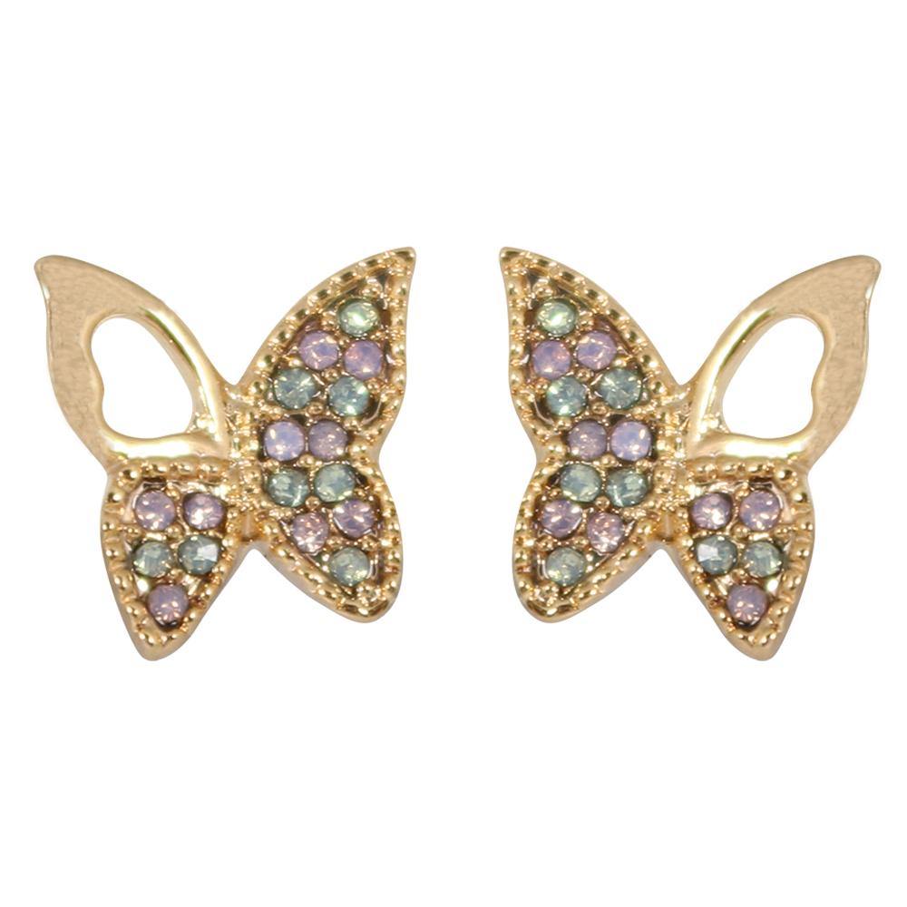 Clip On Elegant Crystal Butterfly Stud Earrings